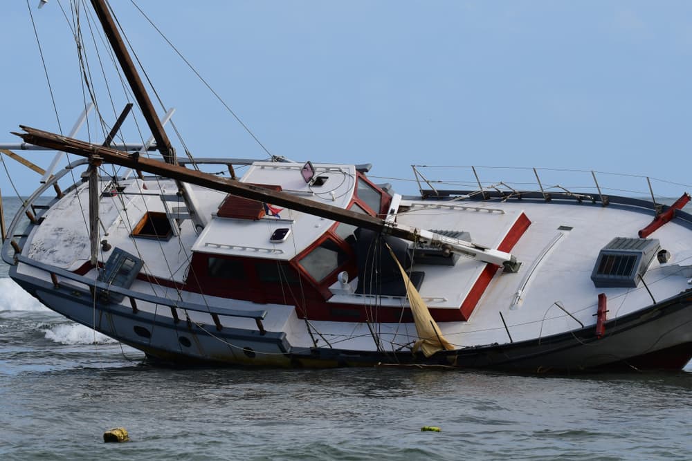 boat in the water after accident