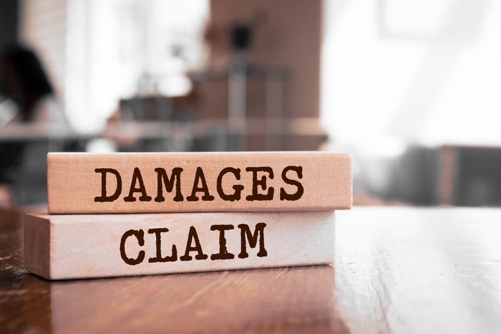 Damages & Claim Written on Wooden Blocks